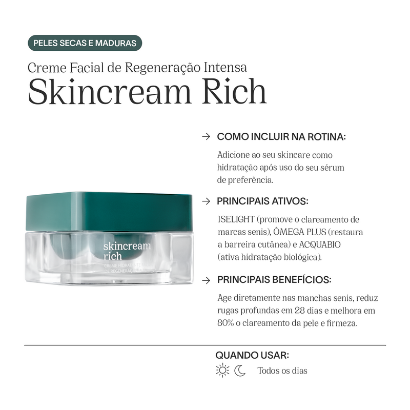 Creme Facial de Regeneração Intensa Skincream Rich - 30 ml